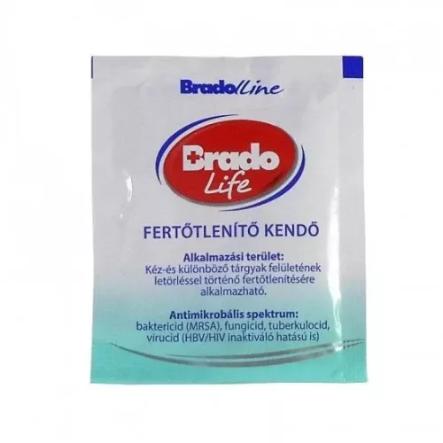 BradoLife fertőtlenítő kendő 25 db