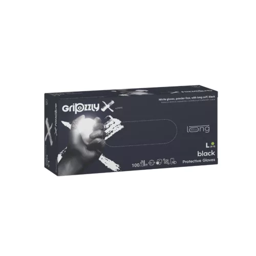 Gripzzly X Long fekete nitril kesztyű 100 db L méret