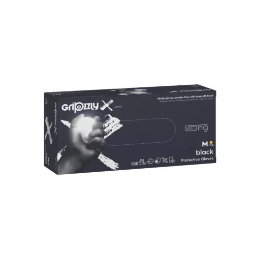 Gripzzly X Long fekete nitril kesztyű 100 db M méret