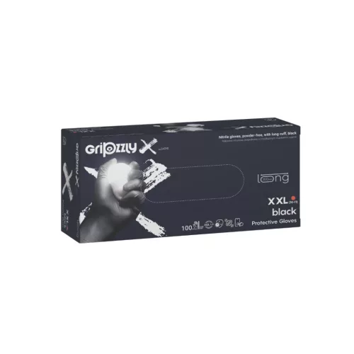 Gripzzly X Long fekete nitril kesztyű 100 db XXL méret