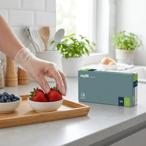 EasyCare púdermentes vinyl vizsgálókesztyű 100 db S méret
