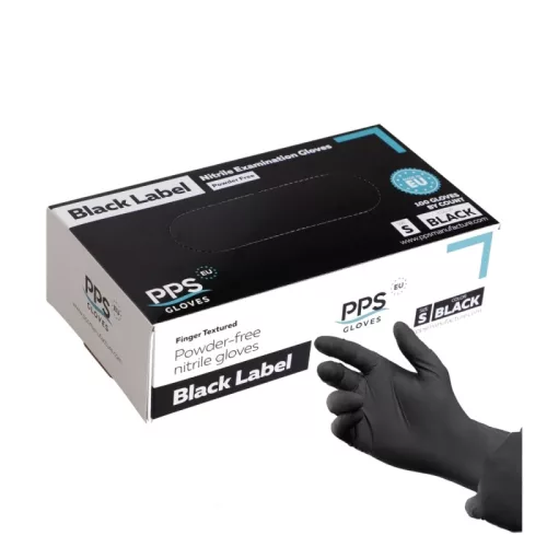 PPS Black Label fekete púdermentes nitril kesztyű 3,5 g 100 db