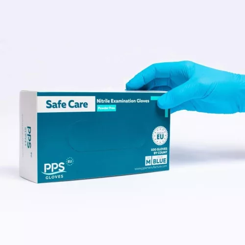 PPS Safe Care kék púdermentes nitril kesztyű 3,5 g 100 db
