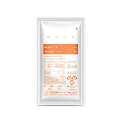 Mercator Dermagel Coated púdermentes latex sebészeti kesztyű 50 pár