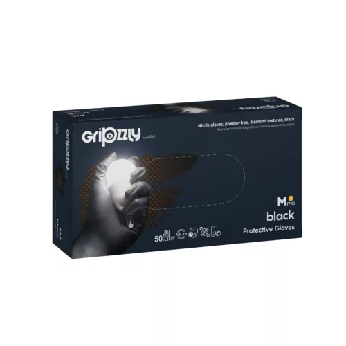 Gripzzly fekete nitril kesztyű 50 db M méret