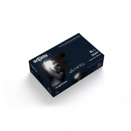 Gripzzly fekete nitril kesztyű 50 db S méret