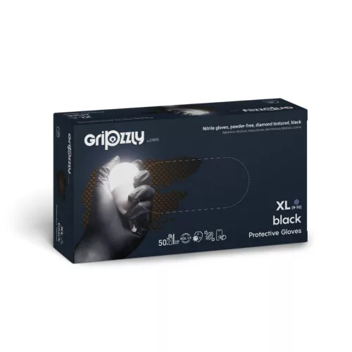 Gripzzly fekete nitril kesztyű 50 db XL méret