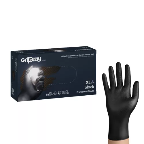 Gripzzly fekete nitril kesztyű 50 db XXL méret