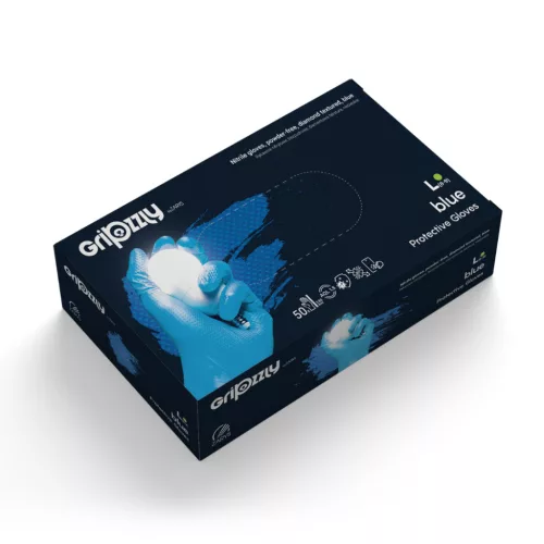 Gripzzly kék nitril kesztyű 50 db M méret