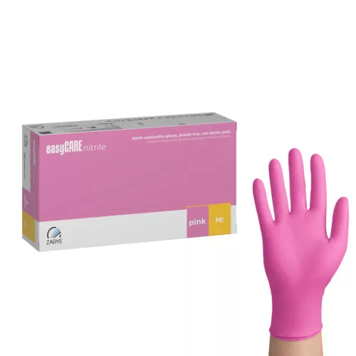 EasyCare Pink rózsaszín púdermentes nitril kesztyű 3,5 g 100 db M méret