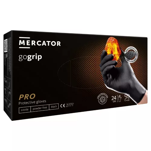 Mercator GoGrip fekete nitril kesztyű 50 db
