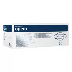 Opero sebészi maszk, gumis, háromrétegű, fehér, 50 db